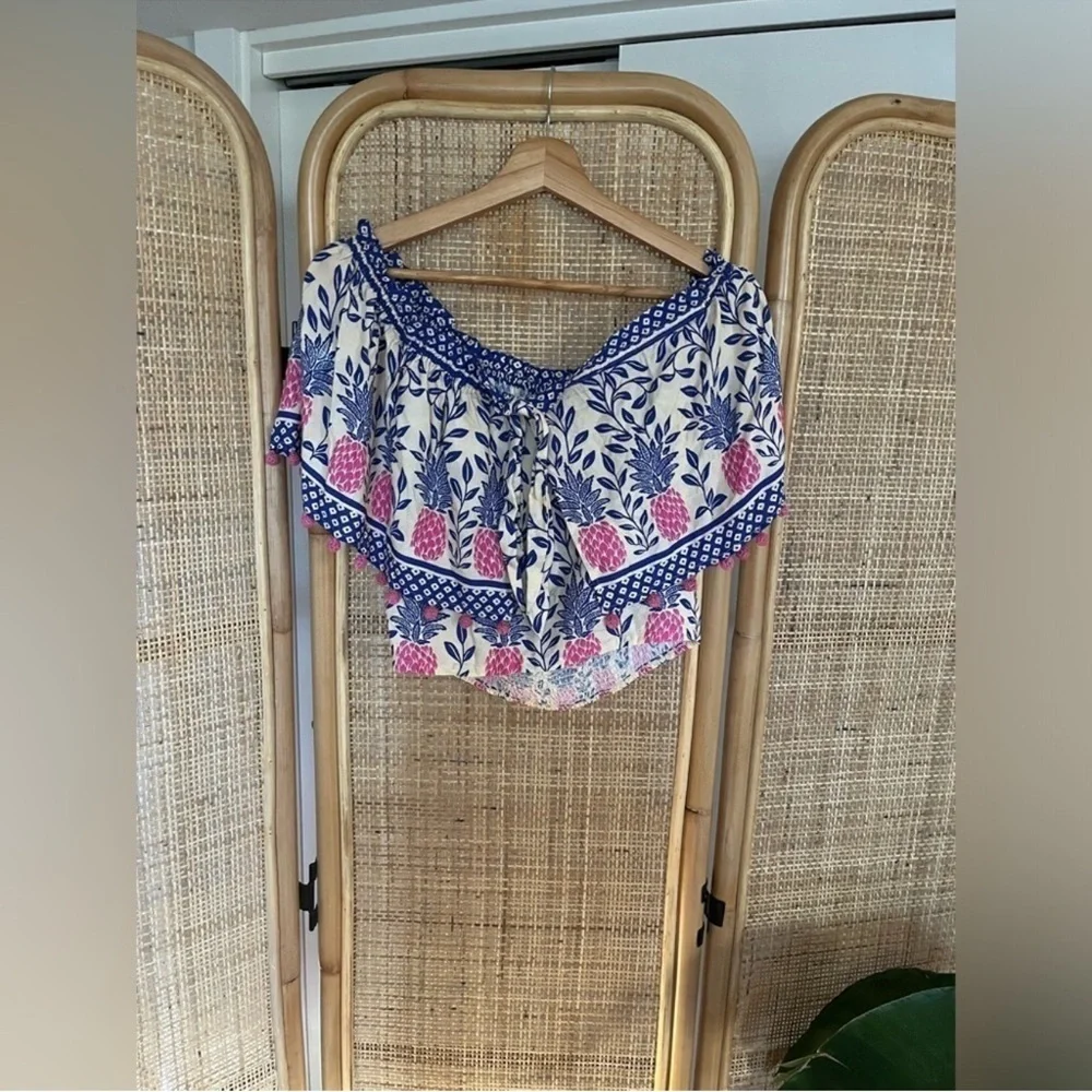 FARM Rio Off The Shoulder Crop Ruffle Blouse - Picture 4 of 11